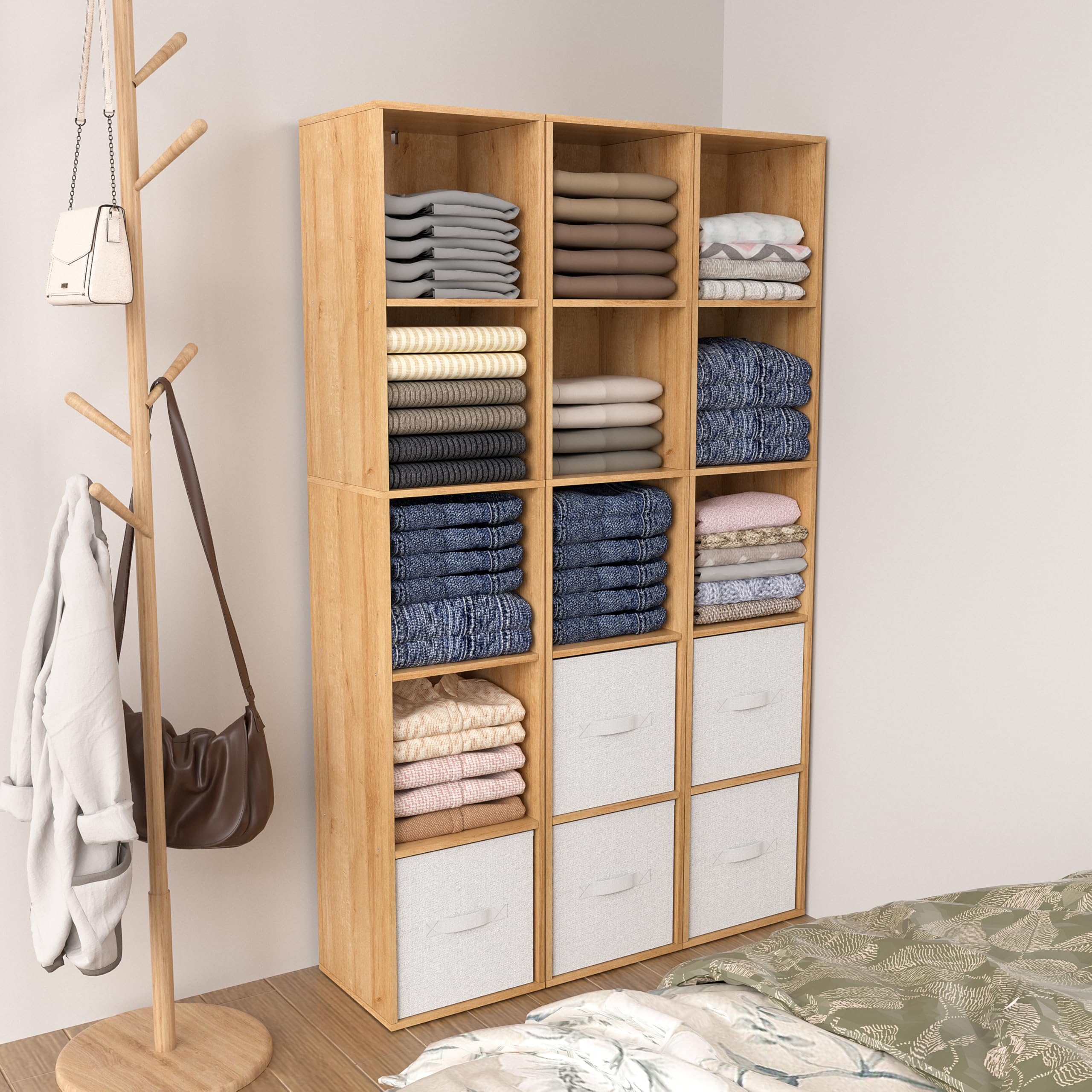 Bücherregal 5-stöckig Bücherschrank aus Holz mit offenen Fächern | Aufbewahrungsregal für Wohnzimmer, Kinderzimmer, Homeoffice, Eiche