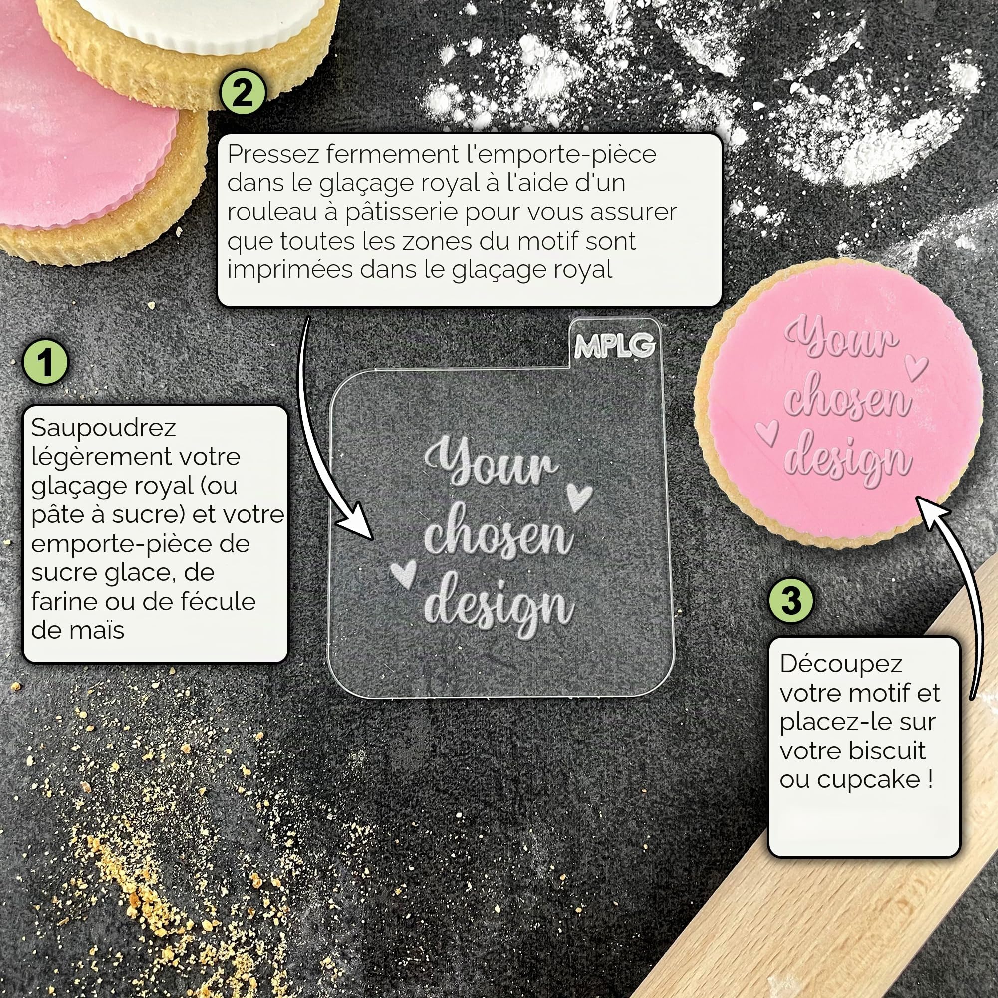 Tampon de glaçage pour garçon ou fille - Tampon embosseur pour biscuits, biscuits, décorations de cupcakes - Pochoir pour fête prénatale - 60 mm