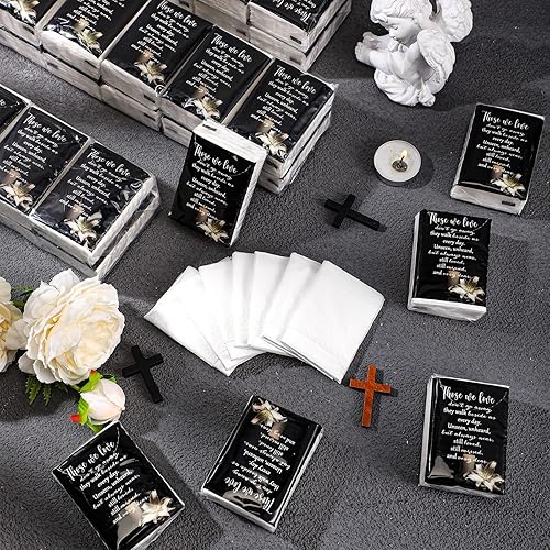 Miniatura 5 de Paquete de 100 pañuelos faciales conmemorativos con los que amamos, no se van lejos, pañuelos inspiradores de bolsillo de poemas, paquetes de