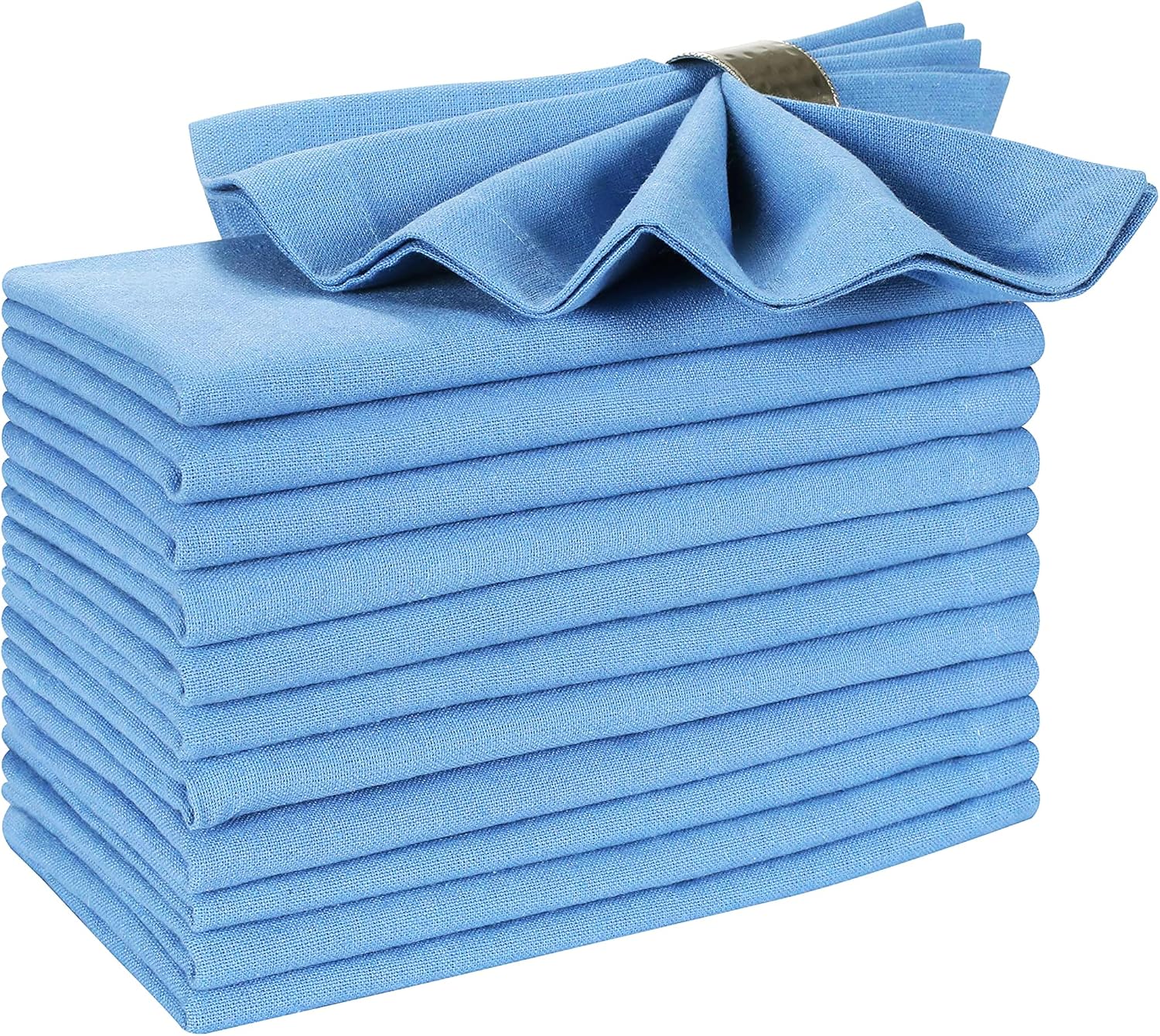 Hausattire Reusable Napkins Cloth Washable 100% Cotton Salsa Stripe 18x18 Inch Dinner Napkin|Table Napkin for Home Banquet Wedding|Set of 12 Cloth Napkins Mother's Day Decor Collection|Teal Multi