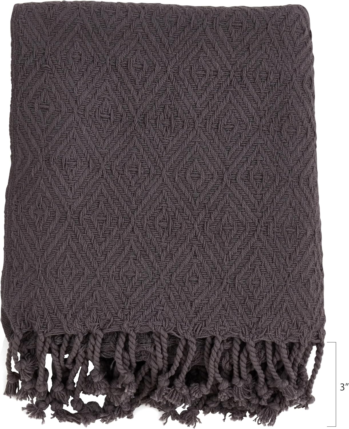 SARO LIFESTYLE Cotton Diamond Weave Throw with Tasseled Trim