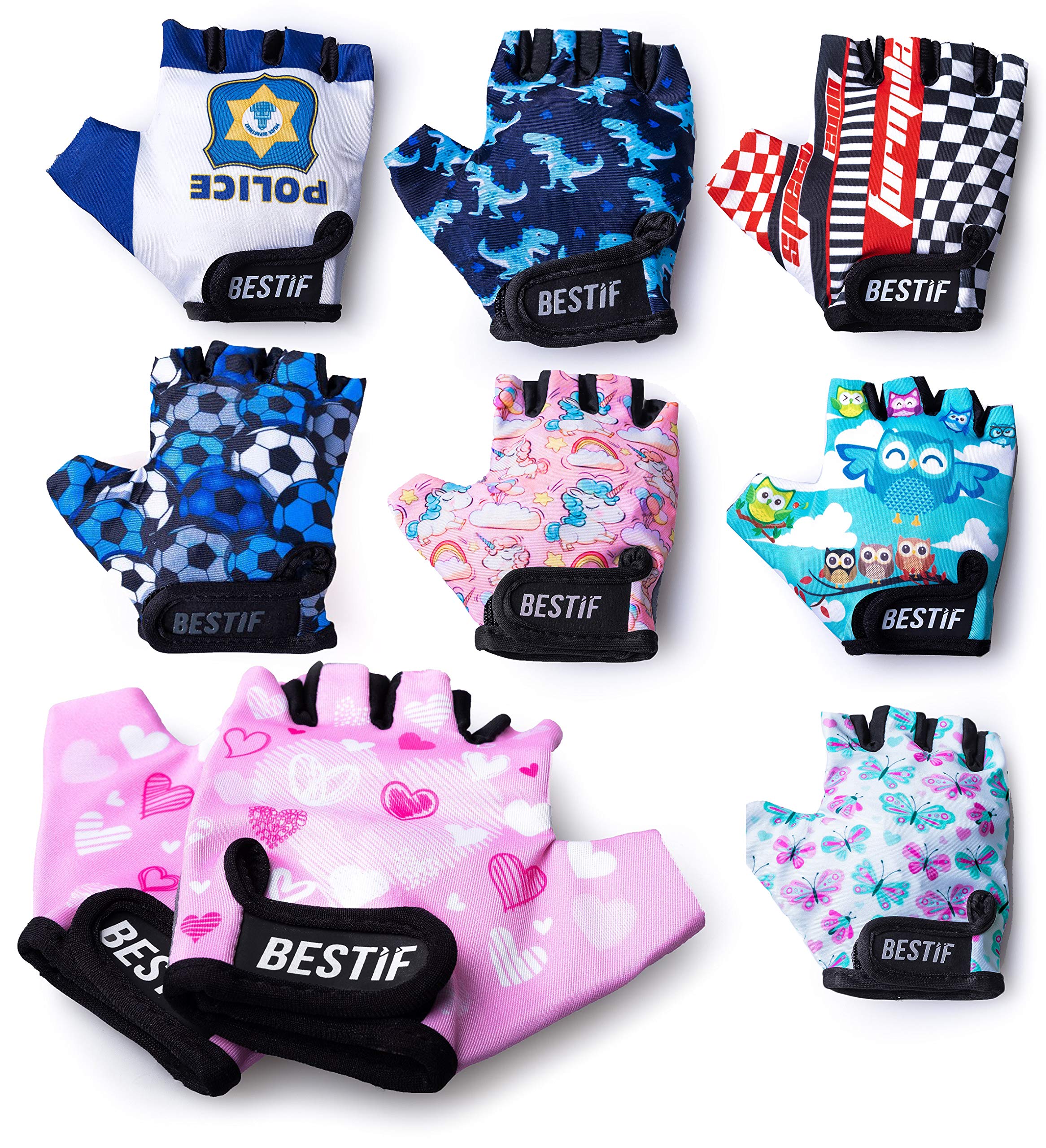 BESTIF Kinder Gel Fahrradhandschuhe Jungen Mädchen Radhandschuhe (Heart, XXS/XS)