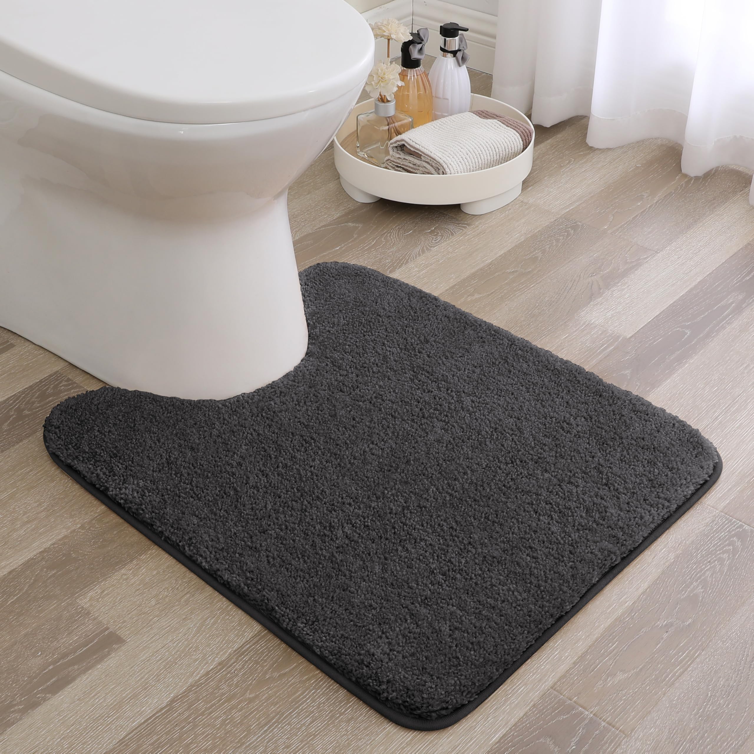 Non Slip Toilet Mat Threefold Lifespan Pedestal Mat for Toilet Super Soft Absorbent Bathroom Toilet Rug Fluffy High Resilience Bath Rug Carpet