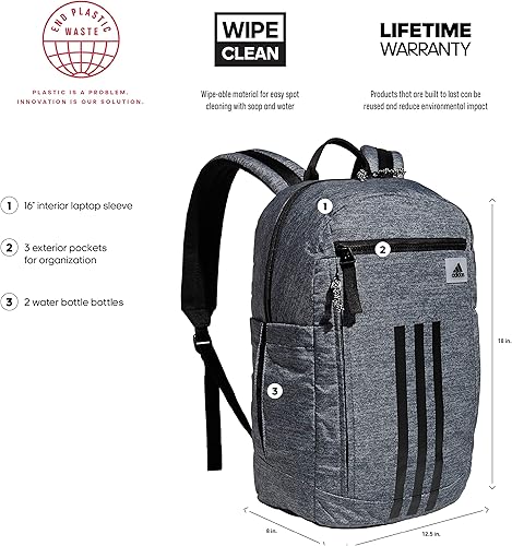 Miniatura 2 de adidas Mochila League Three Stripe 2, Jersey Onix GrisNegro, talla única , Mochila League Three Stripe 2