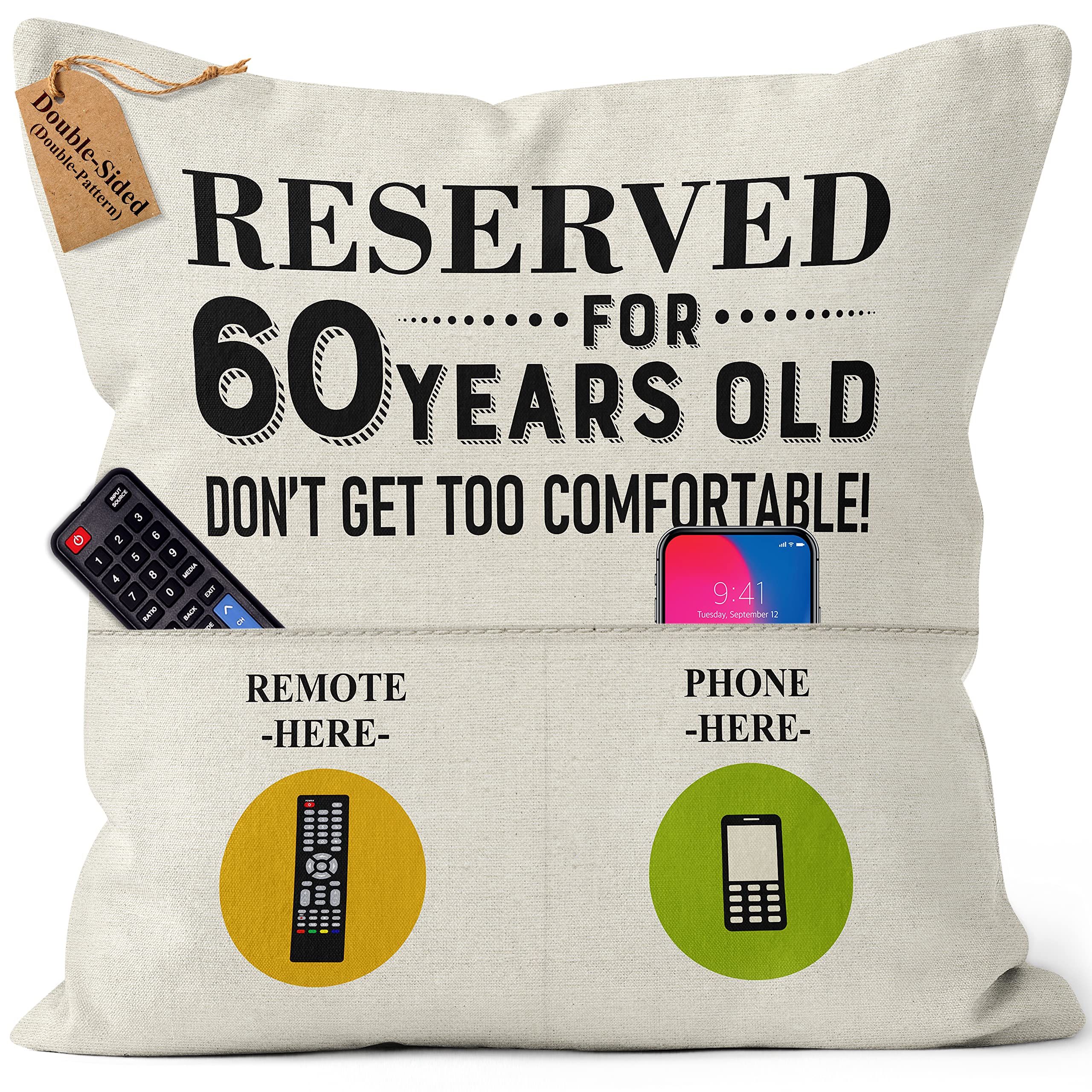 Kies Women's 60Th Reserved Crownly® (Double-Sided) 60Th Birthday Pillow Cover 45X45 Gift For Grandma Birthday Present Personalised Best Gift Ideas