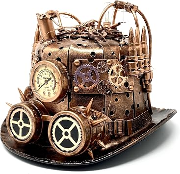 ] Steampunk Top Hat Mad Scientist Time Traveler Feather Halloween Costume Cosplay Party for Adult