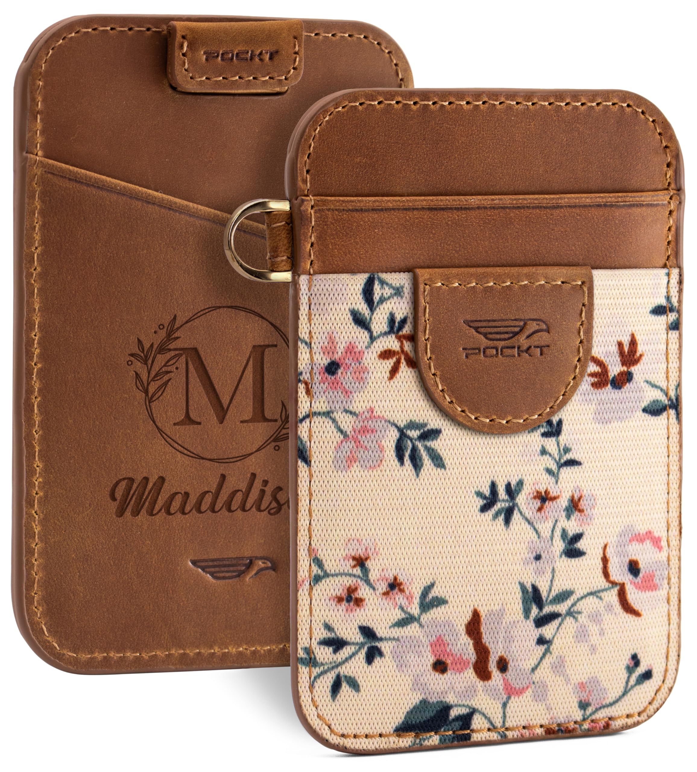 POCKTCustom Wallets for Women and Men Personalized Wallet Engraved Slim Card Holder - Customized Leather Wallets RFID Blocking Minimalist Walets