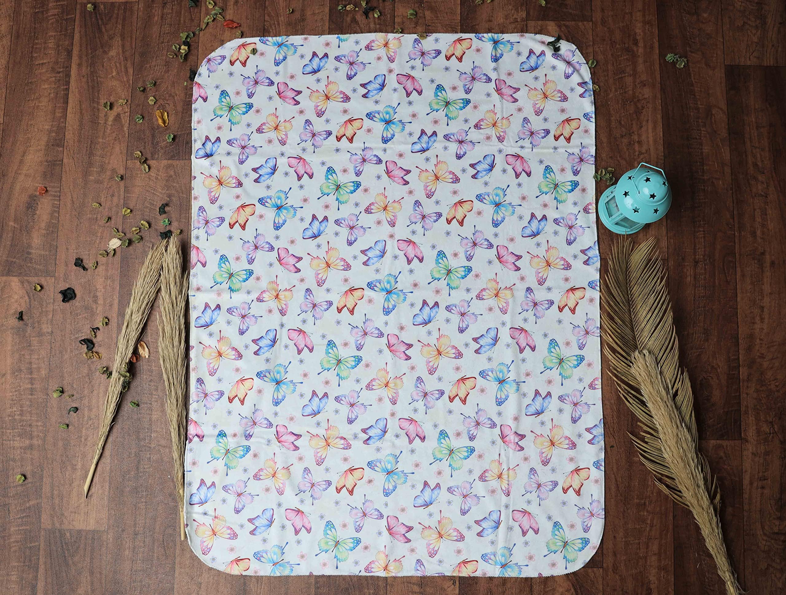 Baby Swaddle Blanket/Newborn Baby Fleece Blankets/Soft and Smooth Baby Fur Blanket/All Season Use Blanket for 0 to 2 Years (Butterfly)