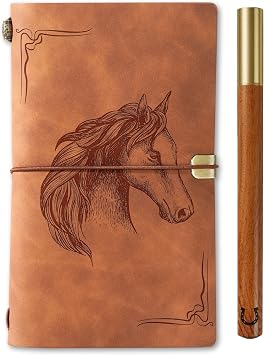 InnoBeta Horse Gifts Journal with Pen for Horse Lovers, Horse Stuff for Men, Women, Horse Gifts Refillable Notebook, Sketchbook, Travel Diary, 7.8x5 Inches