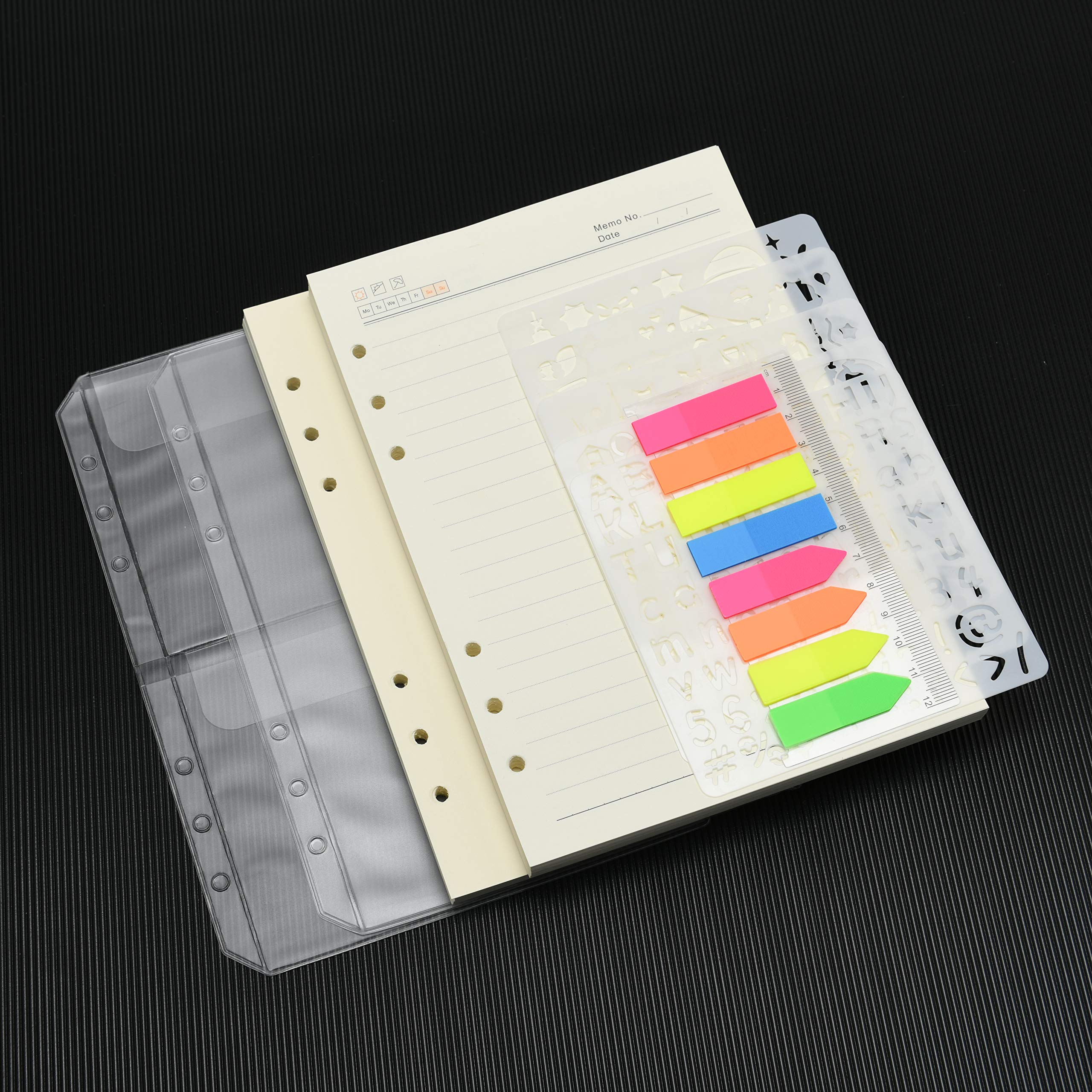 Wonderpool Recharges A5 320 Pages 100gsm 6 Trous Cahier Reliure Anneaux Séparateur Pochettes Signet Papier Ligné Non Ligné