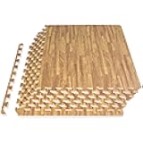 Wood Grain Puzzle Mat 1/2-in, 6 EVA Foam Interlocking Floor Tiles (24SQ FT) for Secure Indoor Room Workout Flooring and Playmat
