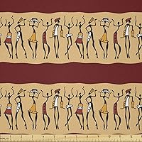 Vista 1 de Ambesonne Tela africana de The Yard, pueblos indígenas nativos diferentes poses culturales, tela de microfibra para artes y manualidades, textiles