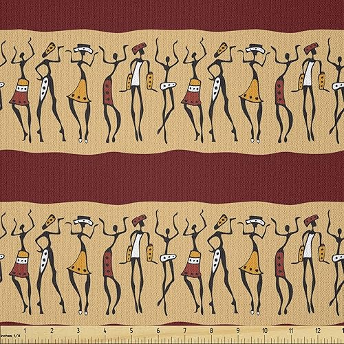 Ambesonne Tela africana de The Yard, pueblos indígenas nativos diferentes poses culturales, tela de microfibra para artes y manualidades, textiles y