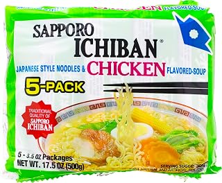 Sapporo Ichiban Original Chicken Ramen Noodles, 17.5 oz - Authentic Soy Sauce Chicken Broth Instant Soup with Wavy Noodles