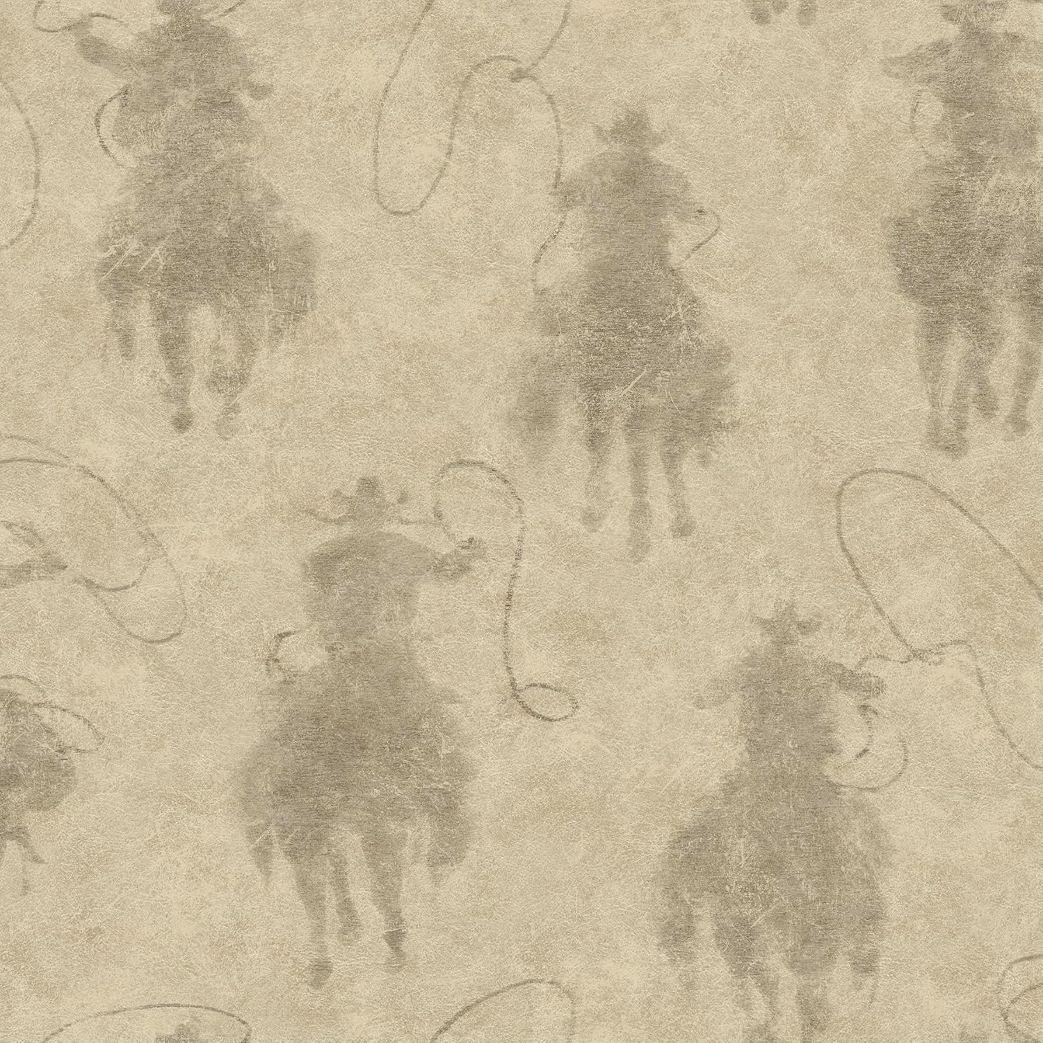 RoomMates Paramount Yellowstone Stockman Silhouette Beige Peel and Stick Wallpaper, RMK12803PLW