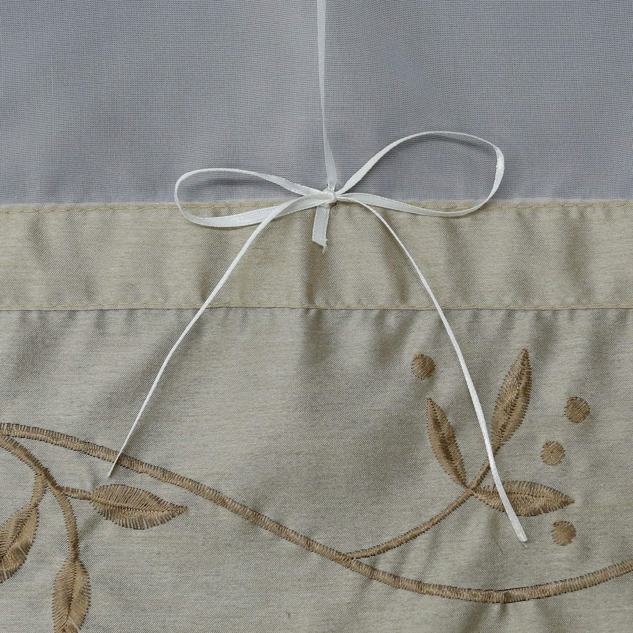 Joyswahl - Tenda a Pacchetto in Voile, Trasparente, con Motivo Floreale, con Passanti, per finestre, Confezione da 1, Poliestere, Sabbia, BxH 60x140cm