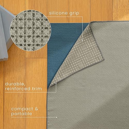 Miniatura 2 de S&T INC. Toalla para esterilla de yoga con agarre antideslizante, agarre de silicona mejorado, suave y absorbente para gimnasio, pilates y esterilla