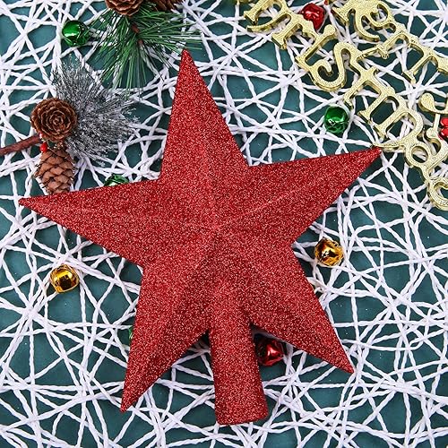 Vista 59 de Aneco - Estrella con brillantina para decorar el arbolito de navidad, decoración para la parte de arriba del arbolito Dorado