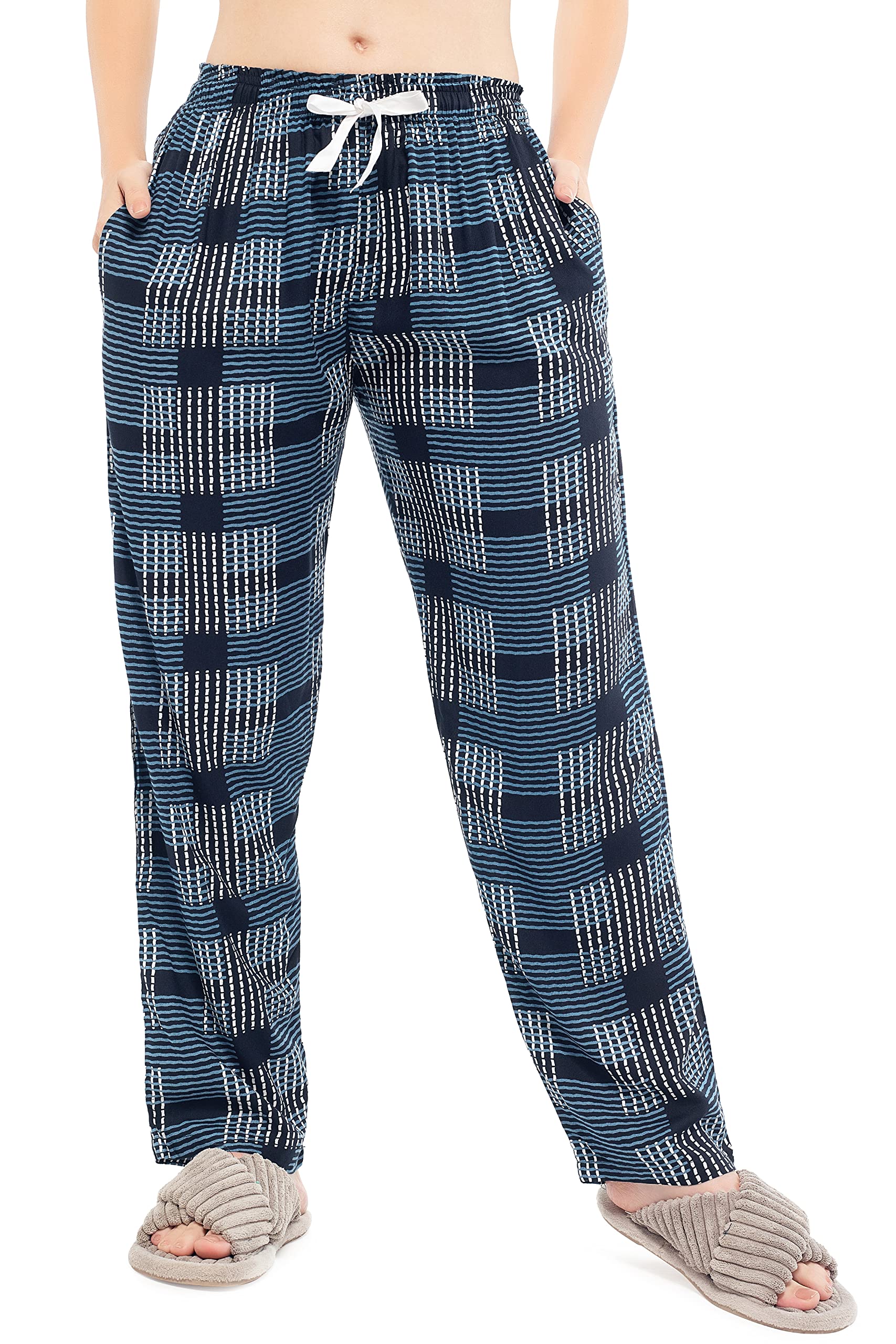 Women Rayon Checks Printed Casual Style Pajama-image-49