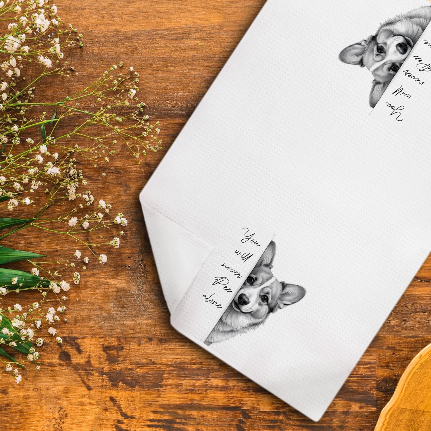 Corgi Dog Hand Towels for Bathroom Decor,Corgi Gifts for Corgi Lovers,Black and White Dog Decorative Hand Towels for Washroom Restroom,16x24 Inch - Image 6