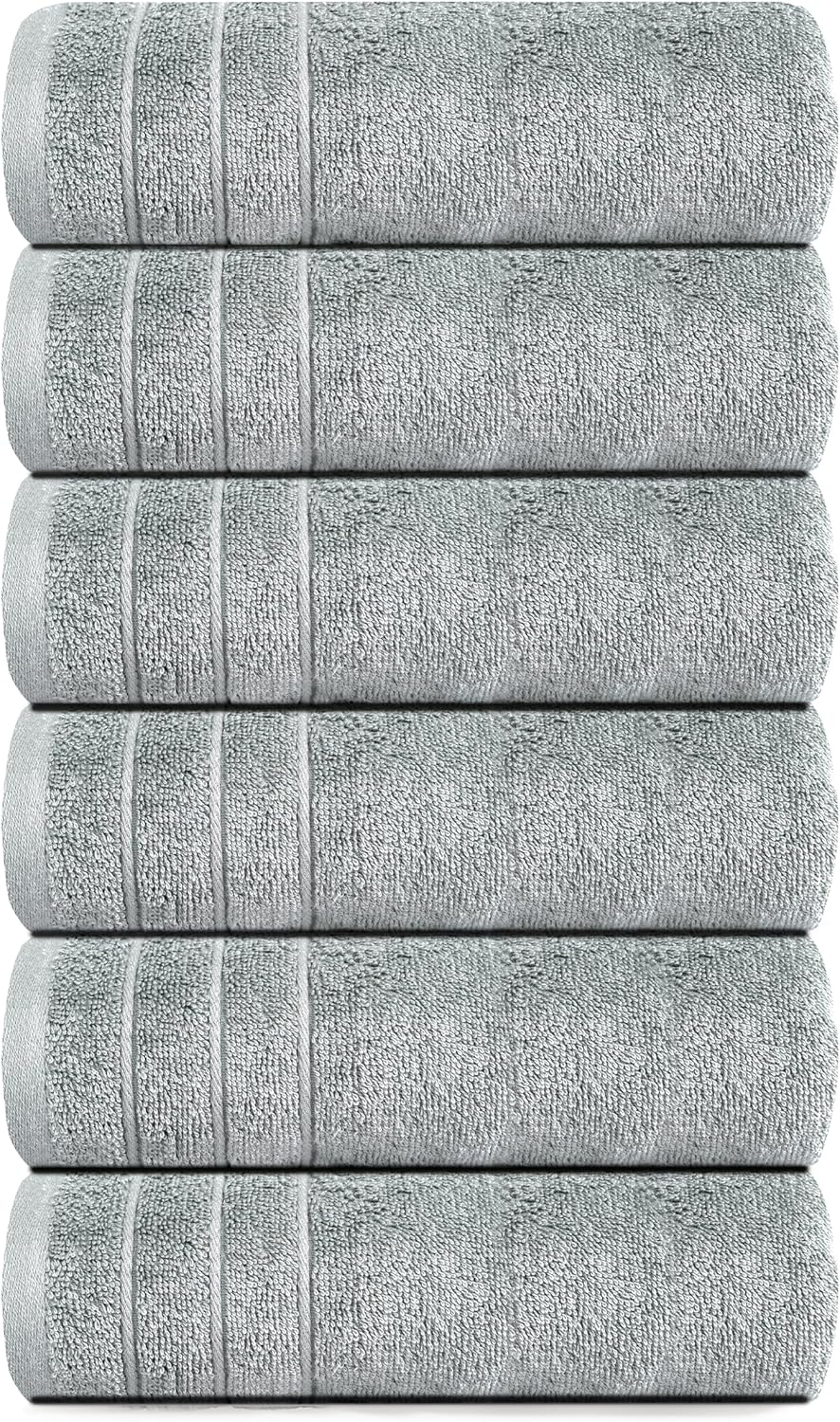 Tens Towels Pack of 6 Hand Towels, 100% Cotton, Lighter Weight, Quick to Dry, 16 x 28 Inches, Super Soft & Absorbent, Perfect for Bathroom & Kitchen, Cool Grey - Image 8
