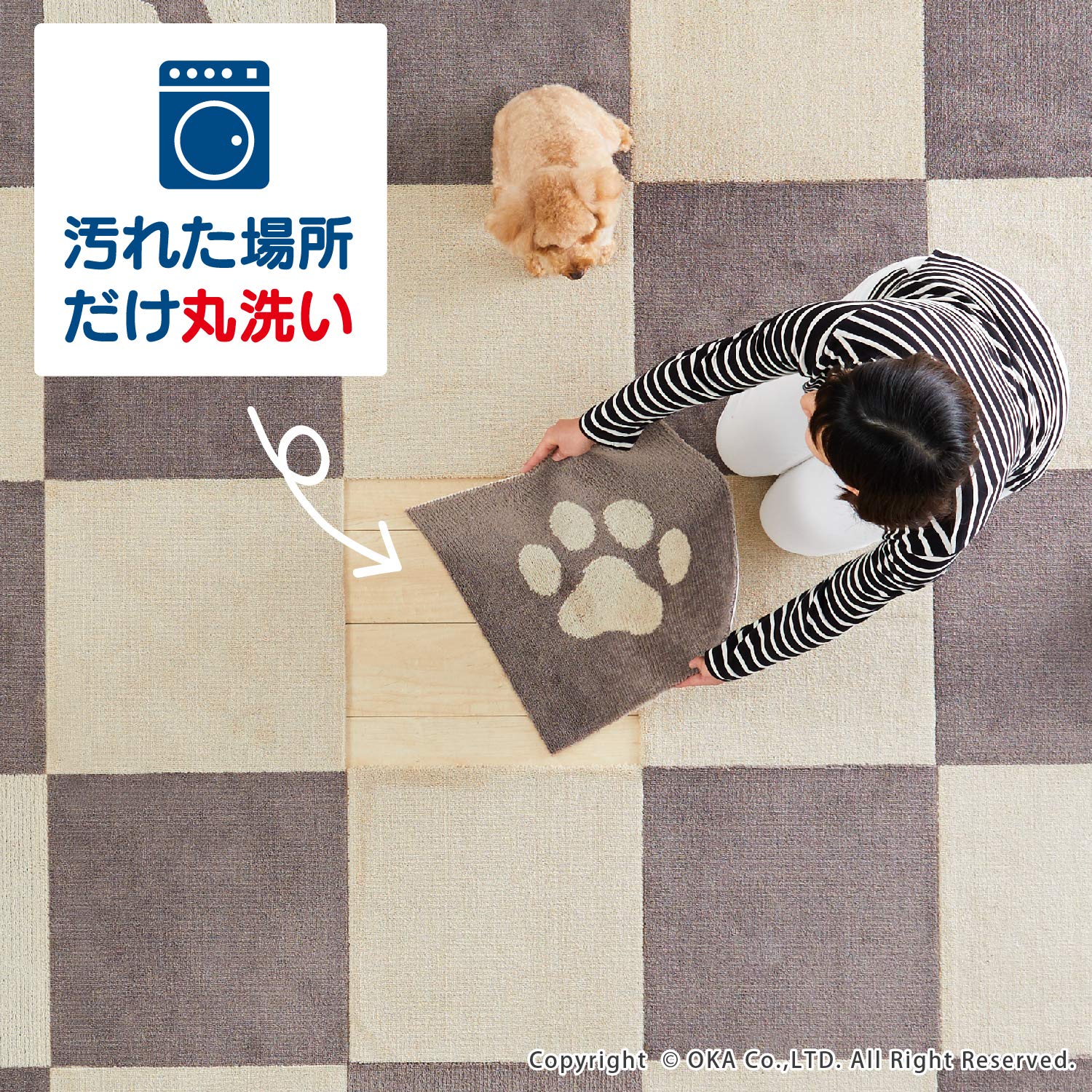 Amazon｜オカ(OKA) ペット用ラグマット ピタペトモ 約45cm×45cm