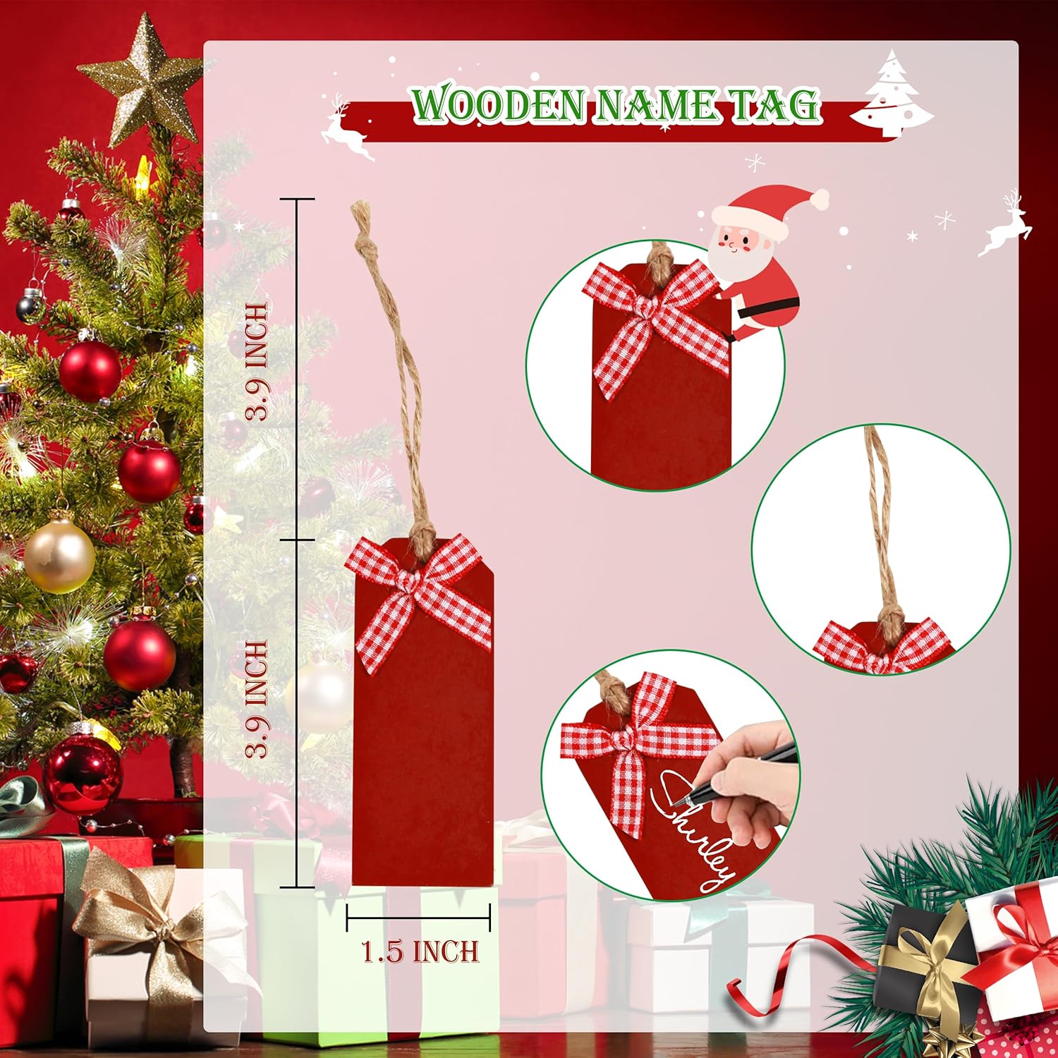 Ogrmar 4 PCS 17.8" Christmas Stocking Classic Large Stockings Santa, Snowman, Xmas Character Christmas Stockings with Personalized Name Tag for Family Holiday Xmas Party Decorations - Image 2