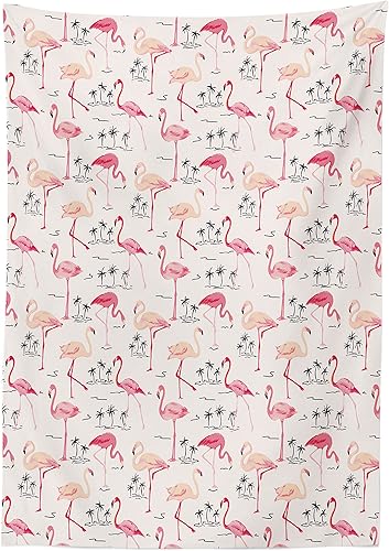 Miniatura 2 de Ambesonne Mantel de flamencos con diseño de flamencos en estilo vintage, diseño de amor y animales románticos, estampado de ilustraciones de