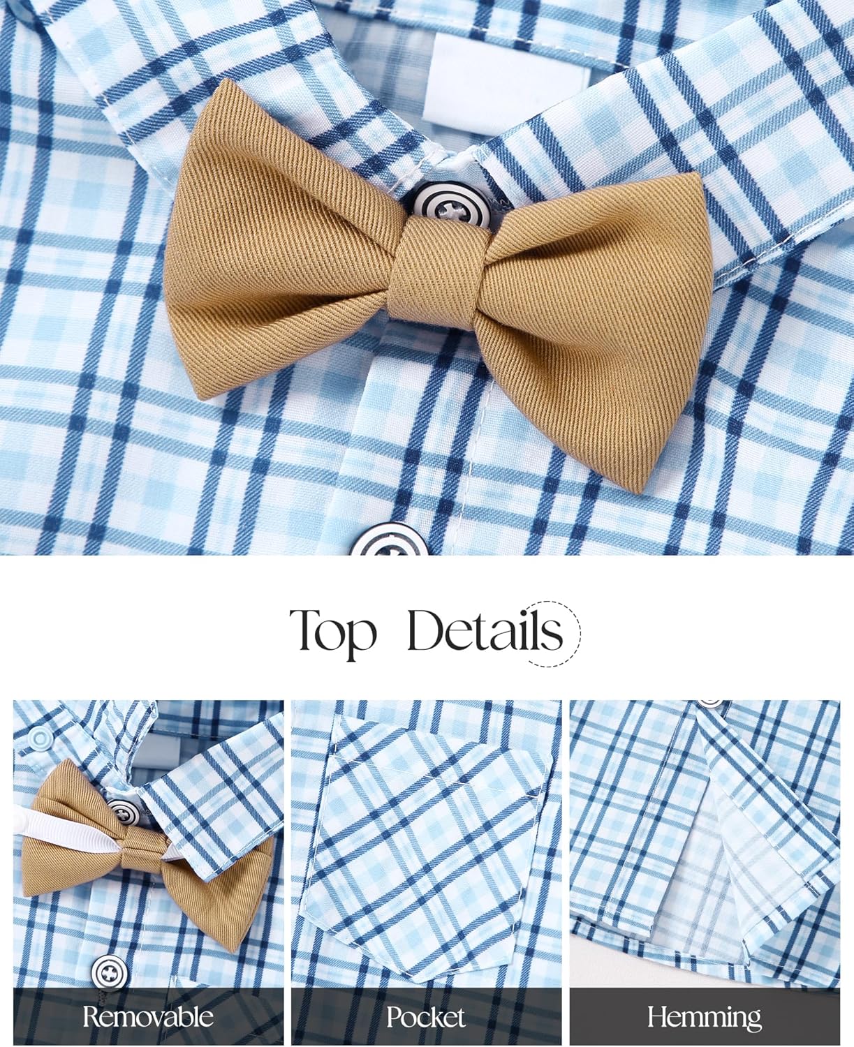 ZOEREA Toddler Boy Suit Formal Wedding Outfits Gentleman Clothes Long Sleeve Shirt + Suspender Pants + Bowtie - Image 5