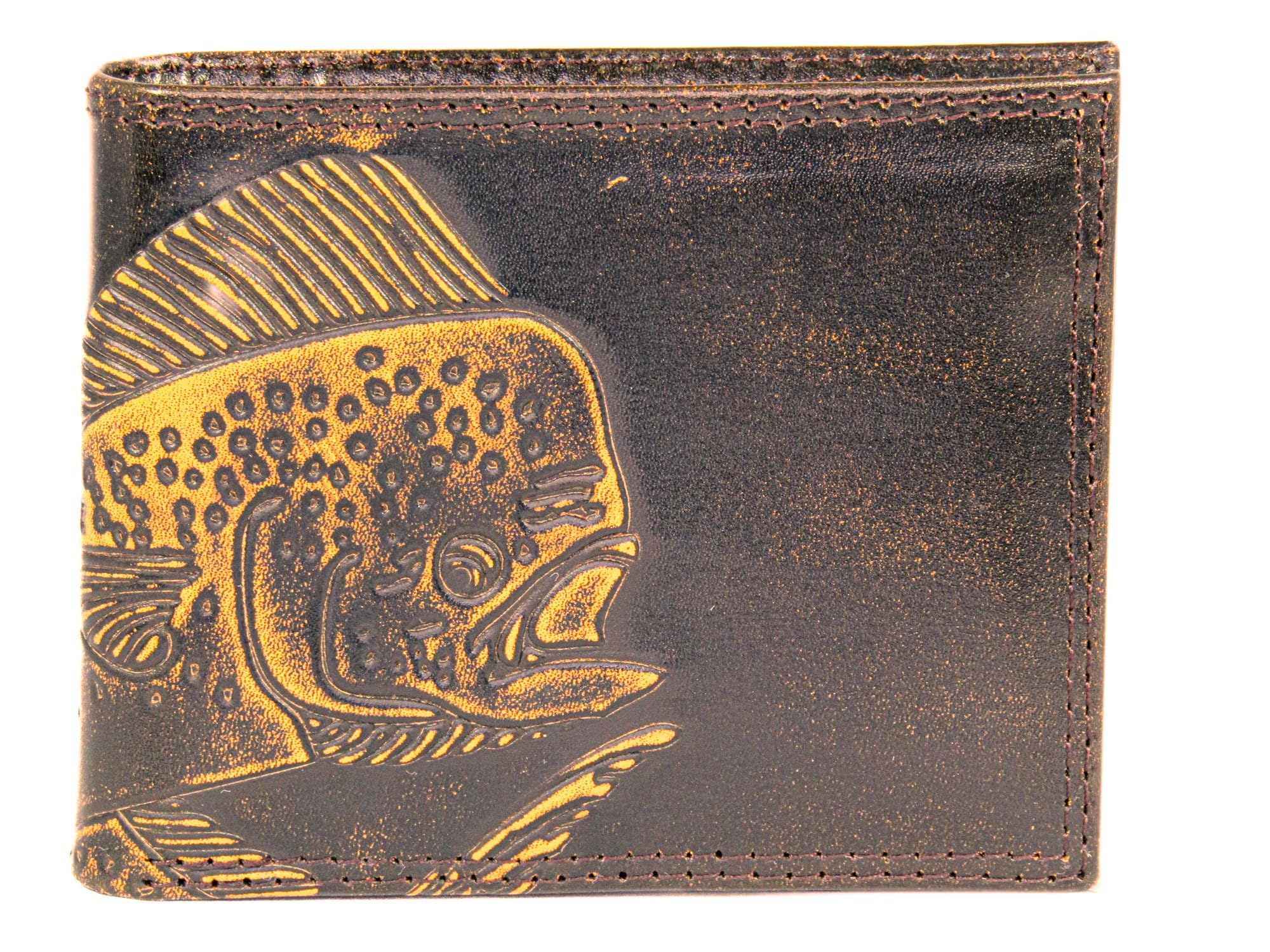 ZEP-PRO Dolphin Mahi-Mahi Burnished Leather Bifold Wallet, Slim Stylish for Men