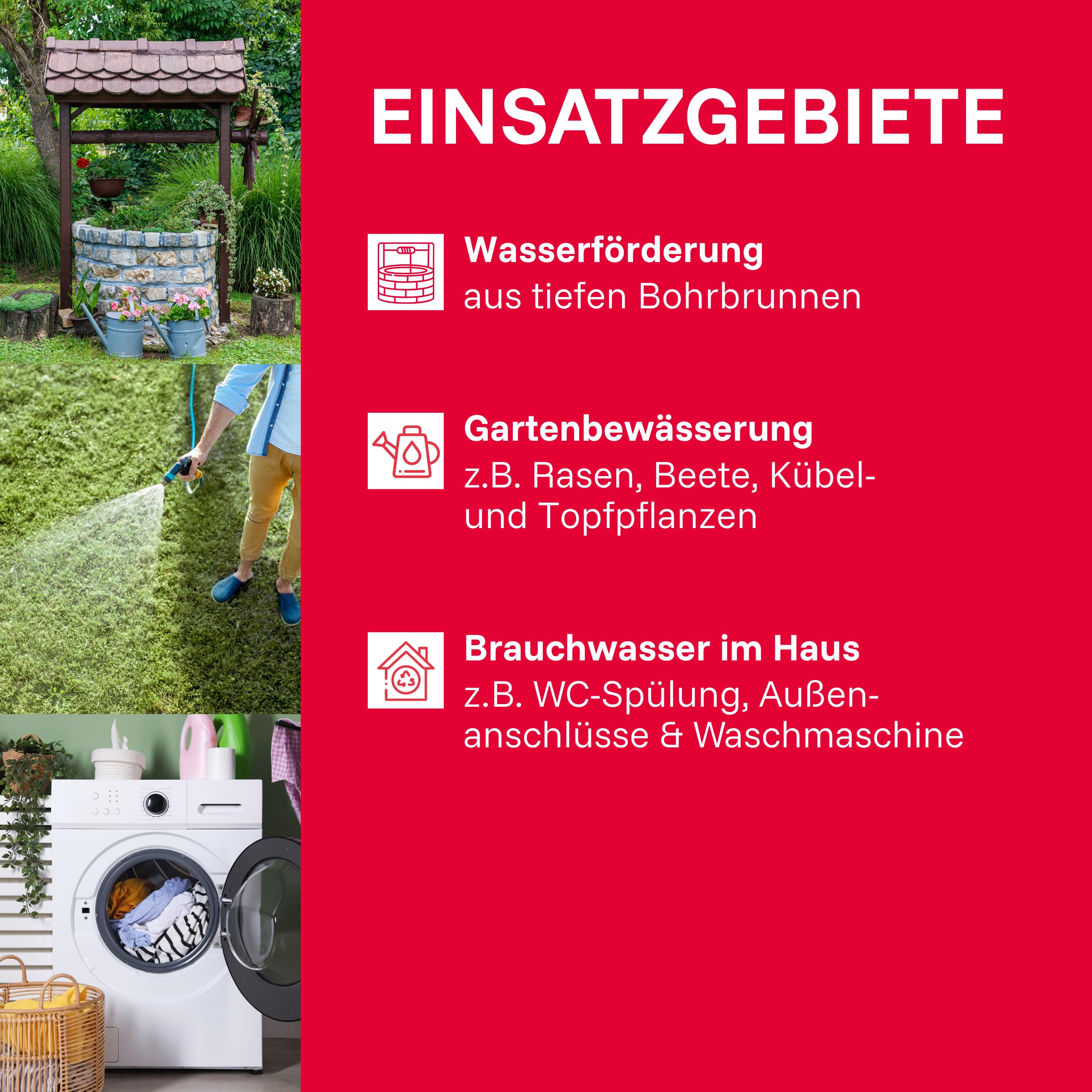 T.I.P. 30104 Tiefbrunnenpumpe AJ 4 Plus 55/50 800W 3300 l/h 50m 5,0 bar 20m Eintauchtiefe
