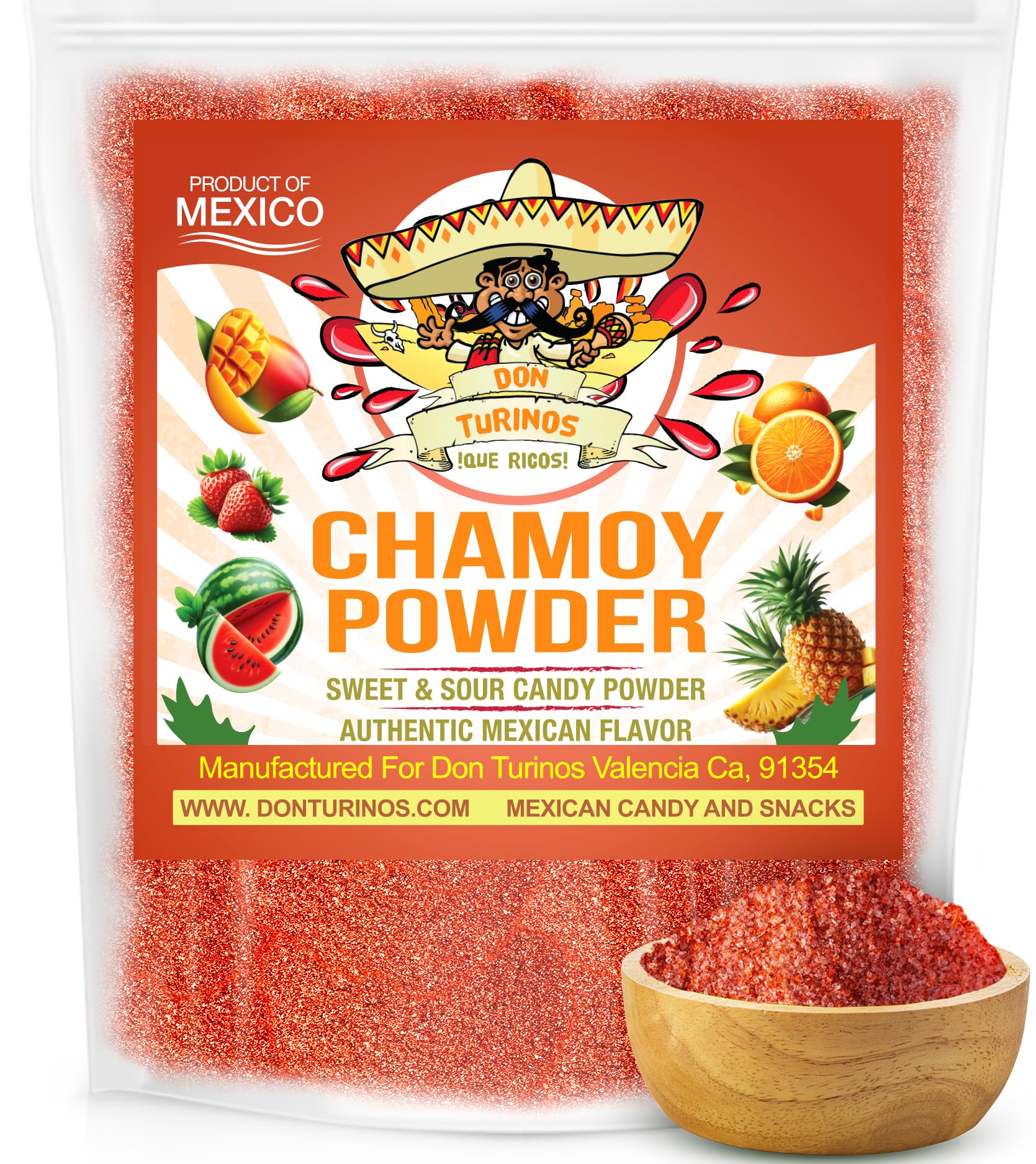 Chamoy Powder 12 oz Bag – Sweet, Spicy, Tangy Mexican Candy Powder for Fruit, Snacks, Candy & Drink Rims – Authentic Flavor Blend with Chile, Lime, Salt and Sugar – Resealable Bulk Pack By Don Turinos