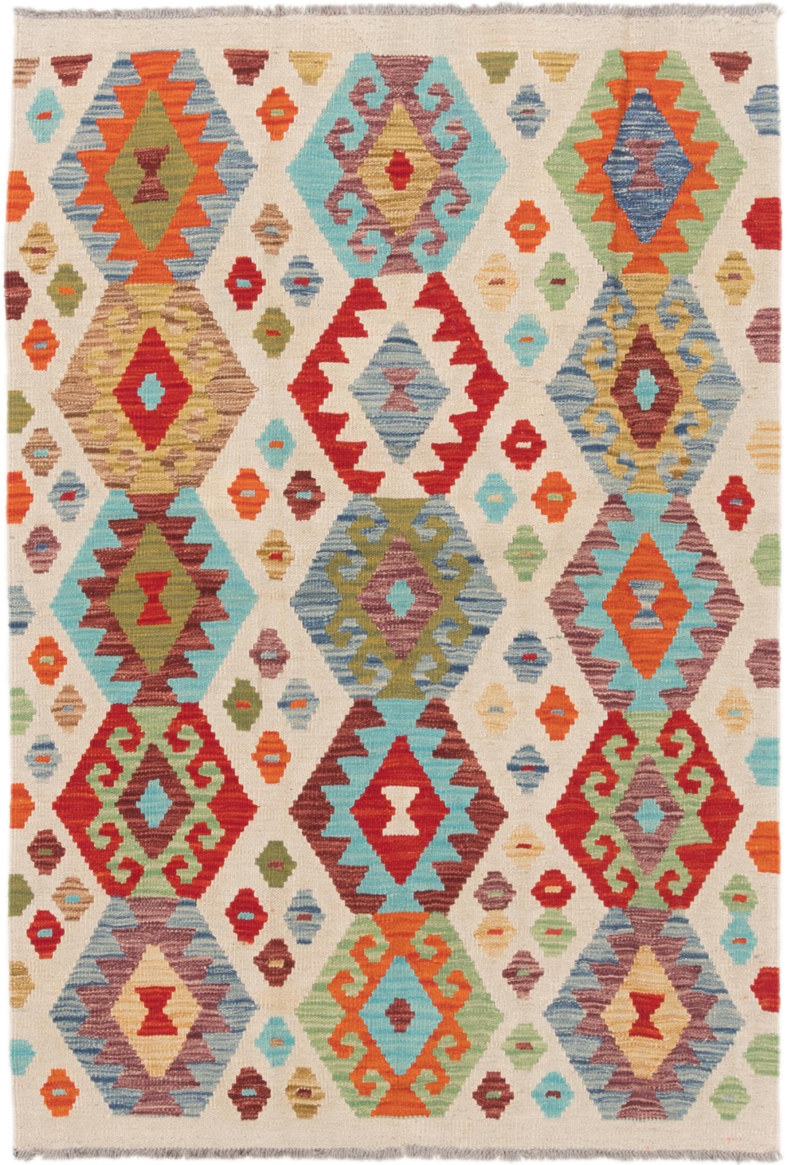 Tapis Kilim Afghan tissé à la main en laine d'orient authentique 105x153 cm