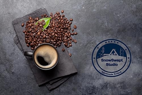 Miniatura 9 de Taza de café de cerámica hecha a mano, color azul Ol' con escarcha blanca, 14 onzas