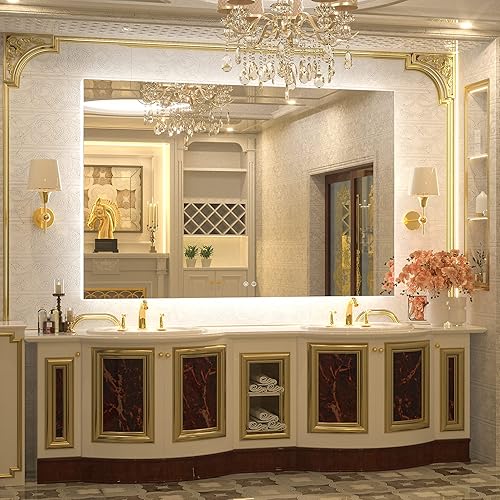 Miniatura 21 de TETOTE - Espejo retroiluminado de 84 x 32 pulgadas con luces LED para baño, antiempañante, espejo iluminado regulable (horizontal/vertical), espejo