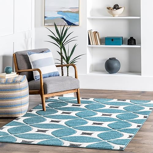 nuLOOM Gabriela Alfombra de área contemporánea, 12 pies x 15 pies, naranja profundo, Polipropileno, Celeste (Baby Blue) disponible en Yaxa El Salvador