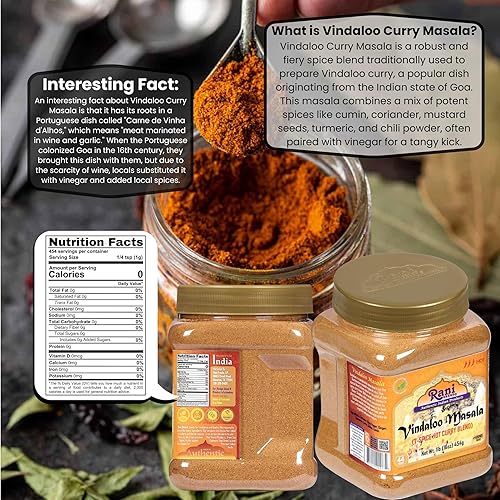 Miniatura 8 de Rani Vindaloo Curry Masala Mezcla de especias indias 80 onzas (5 libras) 5.0 lbs tarro de PET a granel  Todo natural  Sin sal  Vegano  Apto para