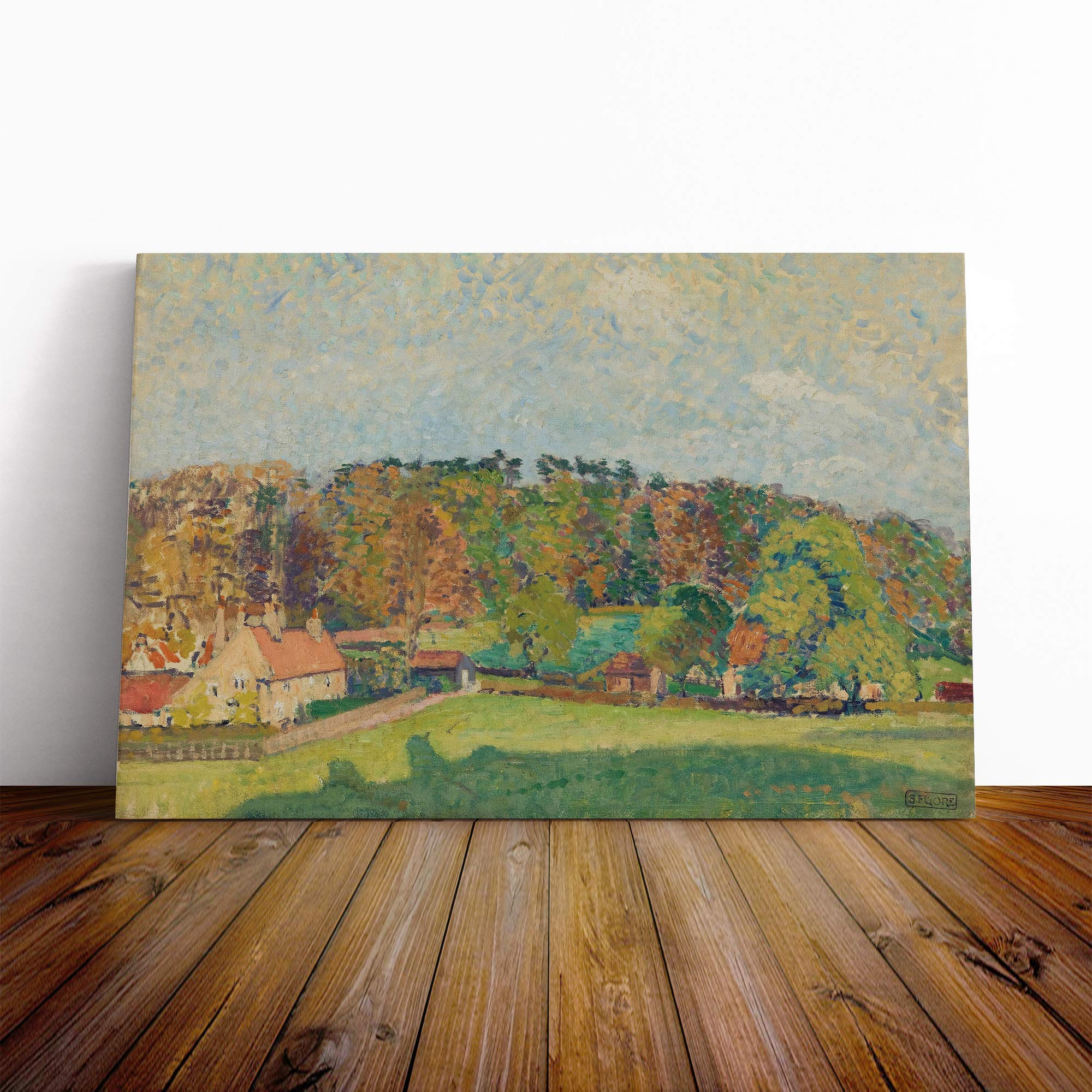 Spencer Gore Autumn Sussex Canvas Print | Gallery Wrapped 30mm Frame Wall Art | 30x20 inches | Ready to Hang | Modern Landscape Picture | Living Room Bedroom Lounge Office