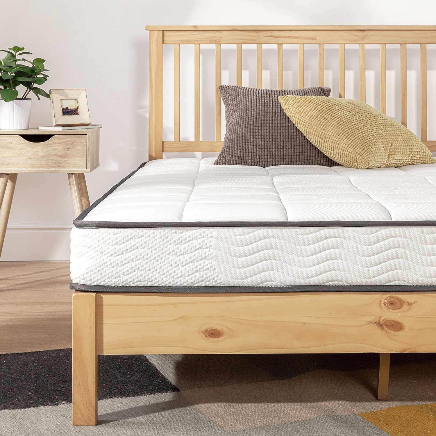 Mellow 6 Inch Classic Bonnell Spring Mattress, Comfort Foam Top with Innerspring Base, CertiPUR-US Certified Foam, Full,White