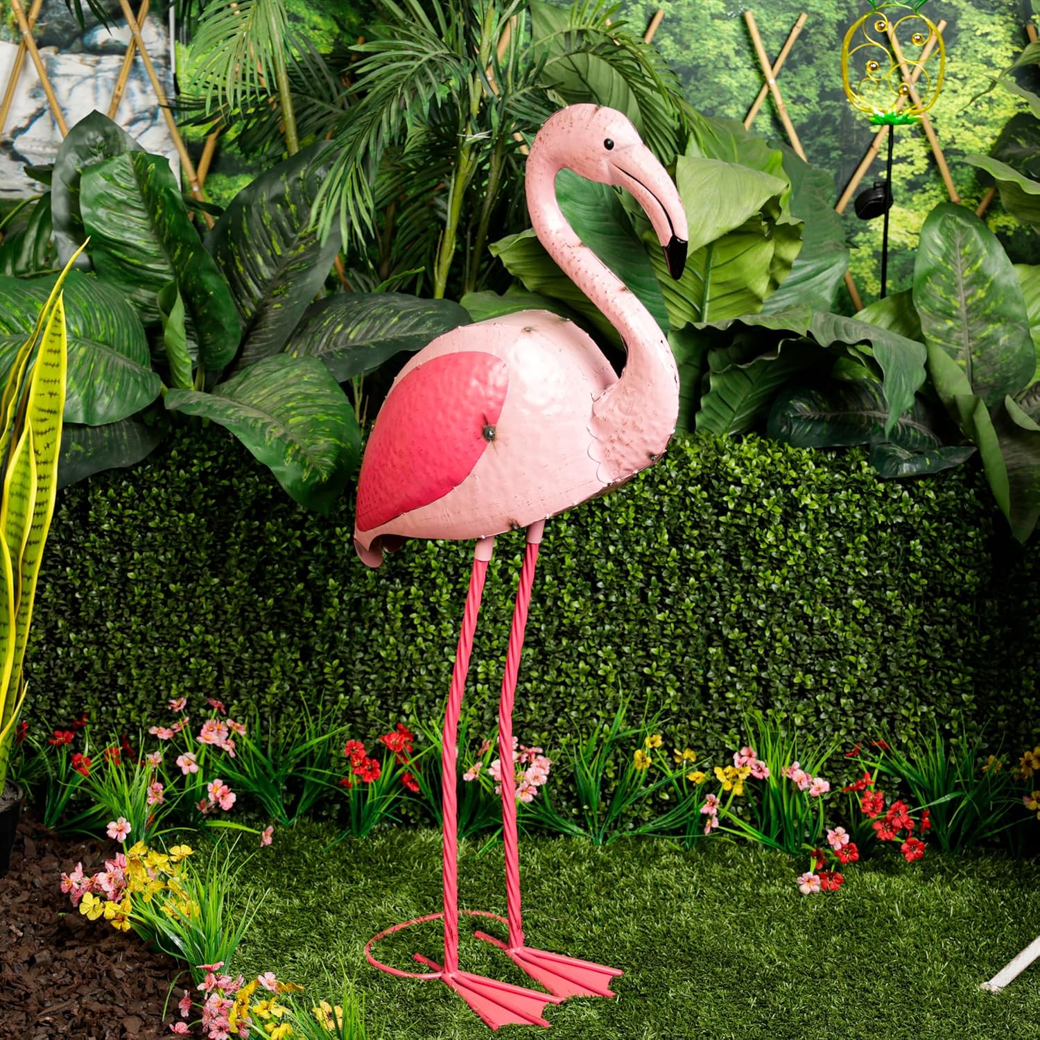 Alpine Corporation IPS516 Metal Mexican Art Style Flamingo Decor, Stylish Dcor for Garden, Patio, & Lawn, 45" H, Pink