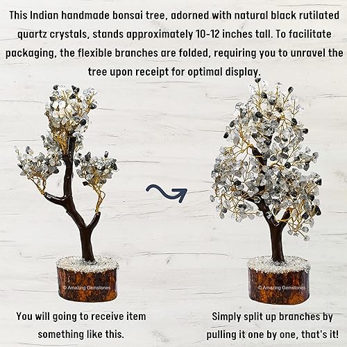 Miniatura 4 de Black Rutilated Quartz Crystal Tree - Healing Crystals and Healing Stones Home Decor Gifts - Chakra Tree of Life Stocking Stuffers, Bookshelf Decor,