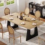 Tribesigns Large Dining Table for 6-8 People, 70.9-Inch Wood Rustic Rectangular Table with Black Wooden Legs, Farmhouse Center Kitchen Table for Dining Room, Living Room, Home Furniture (1)