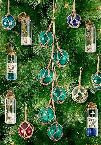 Miniatura 5 de SAILINGSTORY - Flotador de pesca de cristal, 6 bolas de boya para decoración de verano, adornos náuticos costeros de playa para árbol de Navidad, 3