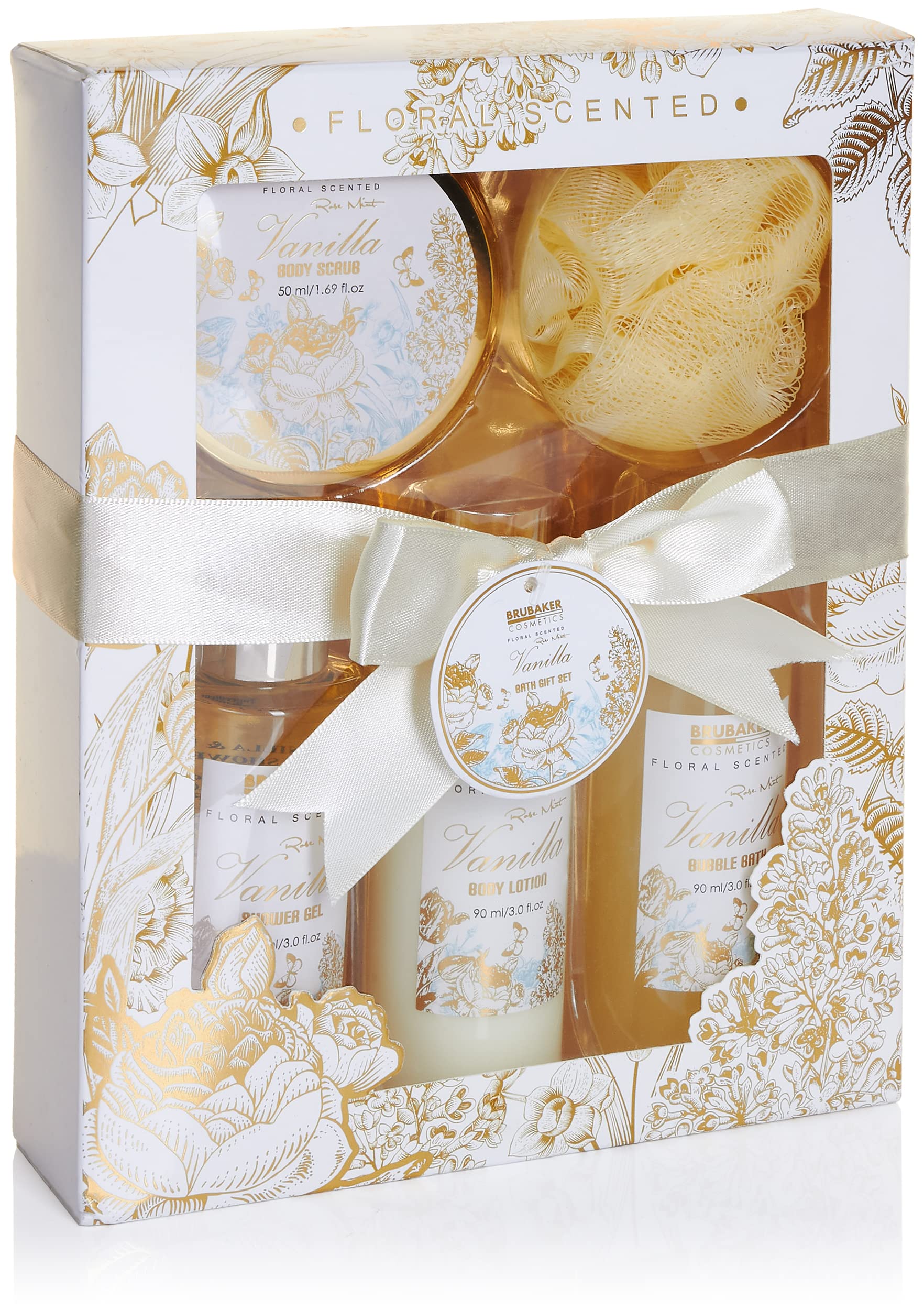 BRUBAKER Cosmetics Set de Cuidado 2 en 1 - Grande 15 piezas Kit de Bienestar - Set de Ducha y Baño para Mujer - Regalo de Belleza con Gabinete de Madera Deco - Vainilla Rosa Menta — view 7