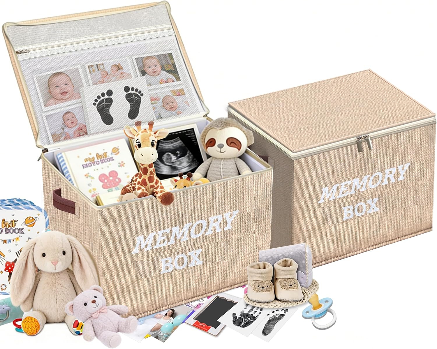 Memory Box for Keepsakes, Large Baby Keepsake Box Decorative Baby Memory Box for Baby Shower Anniversary, Wedding, Valentines Day, Birthday Gift (1 Pack)