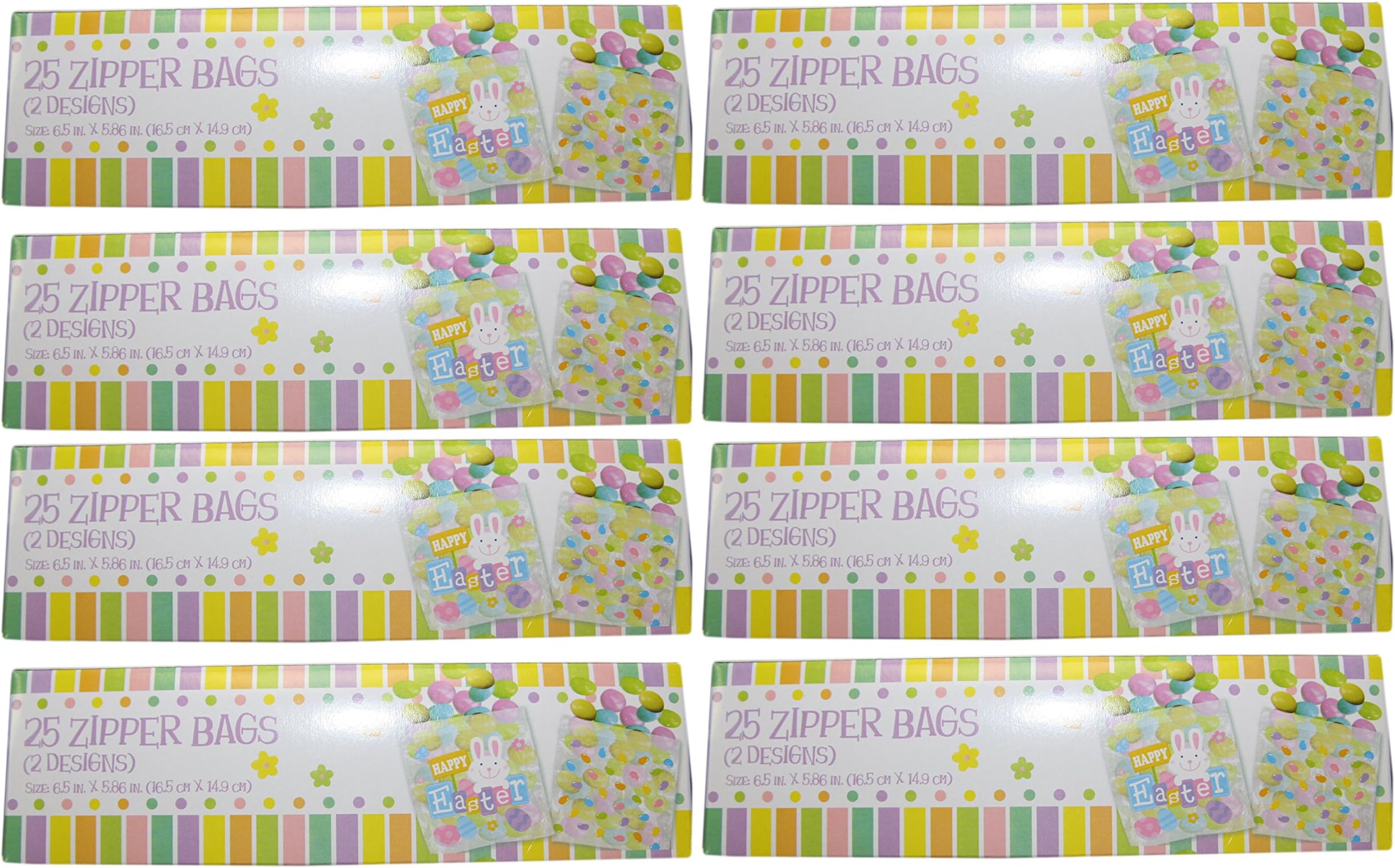 Regent Products Corp Set of 200 Easter Zipper Bags with Easter Bunny, Egg, and Jelly Bean Designs! 6.5"x5.86" - 2 Designs!