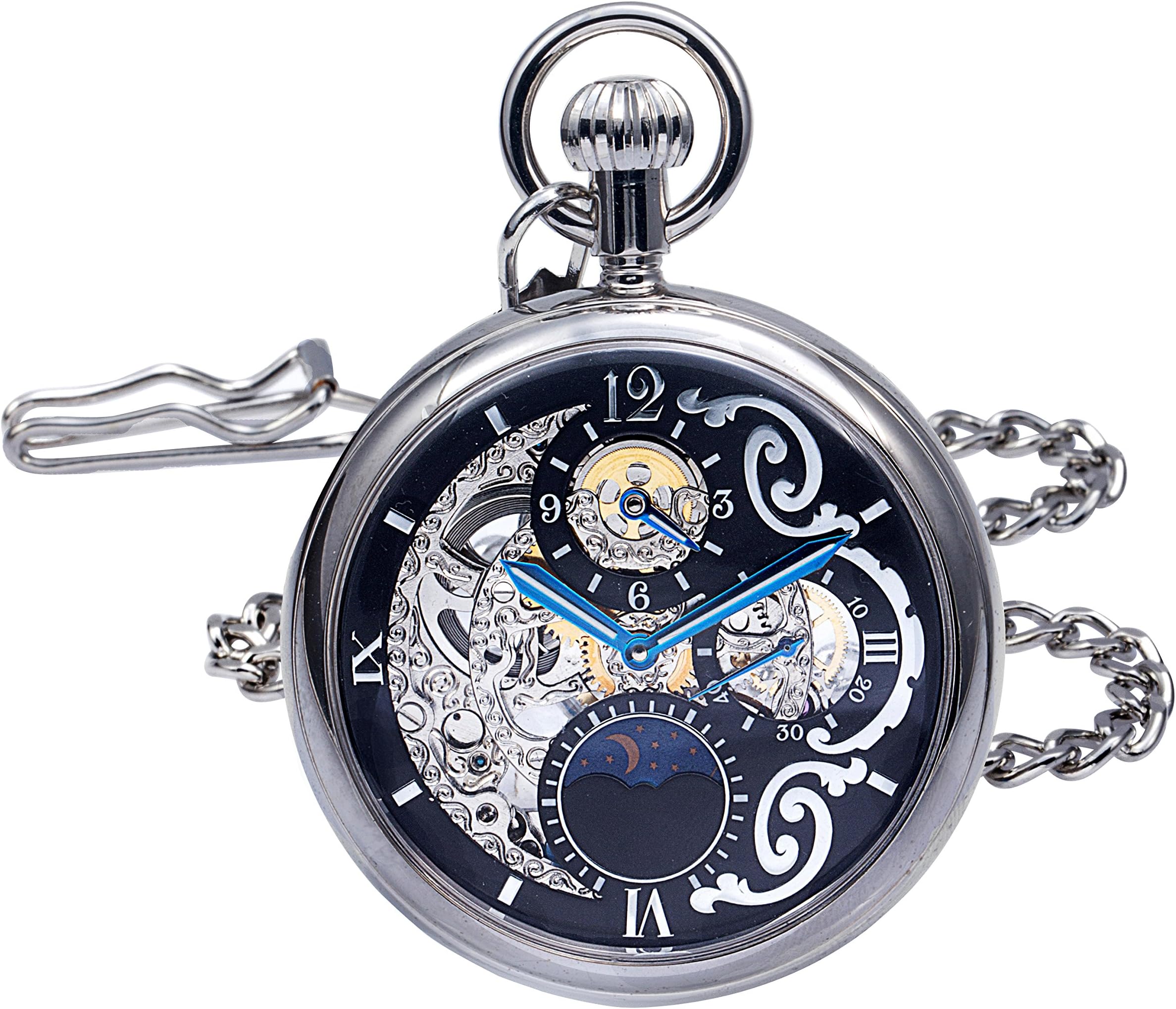 Mechanical Pocket Watch Brass Case Open Face with Hand Winding 9441CP-RVBK