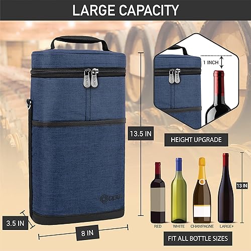 Miniatura 73 de Bolsa para transportar botellas de vino de 2 y 3 botellas. negro
