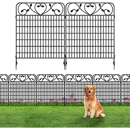 Neutype 4 Pack Garden Fence 36"W x 44"H Decorative Fence Panels Garden Border Fence Garden Fencing Outdoor Fence for Dogs Garden Fence with Gate Fencing for Yard Black