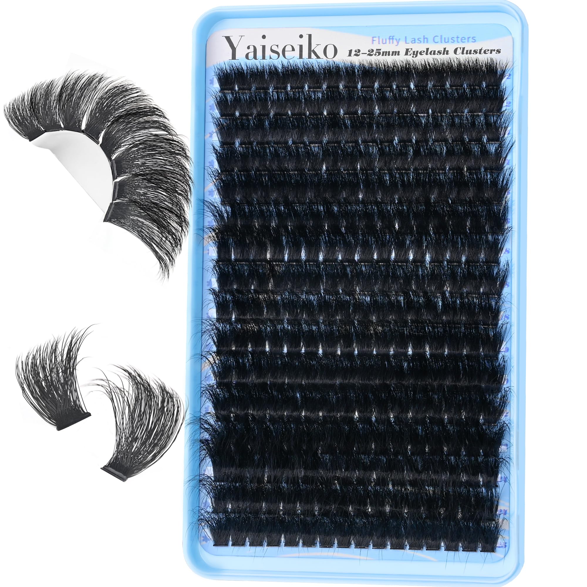 Fluffy Lash Clusters 260D Thick Eyelash Clusters 12-25mm Wispy Individual Mega Volume Lashes D Curl Long Cluster Eyelash Extensions 256Pcs DIY Lash Extension at Home, by Yaiseiko(Plant Fiber)